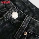 2020 fashion women black jeans pants long trousers pockets buttons female denim pants