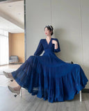 Fongt Seaside New Super Layer V-Neck Waist Temperament Famous 100 Fold Dress Short-Sleeved A-Word Dress Woman