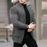 Fongt Casual Men's Cardigan Long Sleeve Loose Solid Color Pocket Button Slim Men's Autumn And Winter New