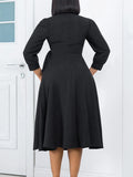 Fongt Women's Dress 2025 New Fashion Temperament Pure Color V Collar Folds High Waist Big Dress Dress Dress