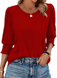 Fongt Color Women's Clothing 2025 Autumn Loose Leisure Printing Seven-Sleeve Round-Neck T-Shirt Top