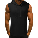 Men Hoodies Tank Top Fashion Sleeveless Tactical Gym Sports Slim Male Vest Bodybuilding Hooded Streetwear Workout Men Tank Top-Outfit