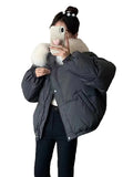 Korean Version Sweet Down Jacket Female Short Money 2024 Winter New Style Add Thick Small Fox Fur Collar White Duck Down Coat Tide-Outfit