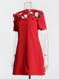 2025 New Bow Knot Hollow Design Sense A Skirt Fashion Name Style Style Red Thin Dress Dress