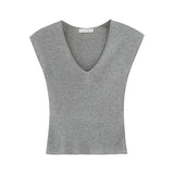 Solid Color Temperament V-Collar Knitted Sleeveless Vest Women's 2024 New Spring And Summer Slim And Thin