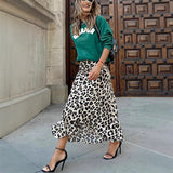 Fongt Women's Dress Skirt Leopard Print Top Embroidered Two-Piece Set