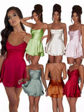 Summer New Sexy Slimming Bare Back Solid Color Sling Dress