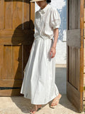 Fongt New French White Shirt Women's Short-Sleeved White Dress Lady Small Fragrant Style Suit Shenzhen South Oil Women's