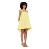 Fongt And Summer 2025 New Sexy Yellow Bare Back Three-Dimensional Flower Sling Skirt