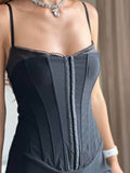 Birthday Dress for Women Fall Outfits Going Out Streetwear Chic Classy Spaghetti Strap Y2k Corset Black Party Dresses-Outfit