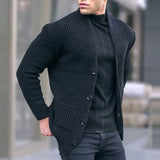 Fongt Casual Men's Cardigan Long Sleeve Loose Solid Color Pocket Button Slim Men's Autumn And Winter New