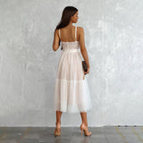 New Summer Lace Lace Dress INS Casual Backless Dress-Outfit