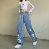 Button Loose Straight Fit Mop Jeans-Outfit