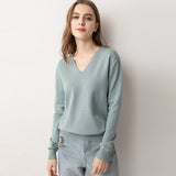 Sweater 2020 New V-neck Female Long-sleeved Knitted Pullover Jumper Pull Femme Clothes White Loose Thin Good