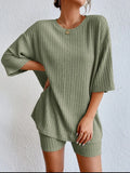 Fongt 2025 Fashion Casual Spring Round-Neck Loose Women's Shorts Set