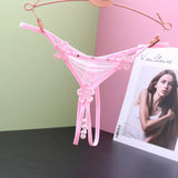 Fongt Transparent Open-File Hot Thong Trousers Lady Low-Rise Open-End T-Thong Trousers Hollow Ultra-Thin Mesh T-Pants
