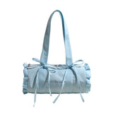 Aesthetic Ruffled Bow Knot Large Capacity Shoulder Bag-Outfit