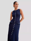 Fongt Temperament Sleeveless Round Collar Knitted Dress In 2025 Summer