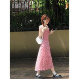 Fongt Windy Sister Summer Girl Feeling Sweet Lotus Leaf Side Atmosphere Irregular Casual Opening Slings Long
