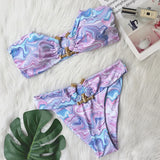 Diamond Bikini 2021 Sexy Solid One Shoulder High Cut Push Up Swimsuit Female Crystal Bathing Suit Brazilian Thong