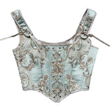 Fongt Court Retro Finely Pattyed Vest Slings In Front Of The Corset