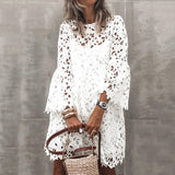 Fongt Summer New Women's Dress National Style Lace Temperament Small Scented