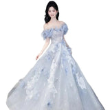 Fongt Evening Dress Women's 2025 New Word-To-Shoulder Light-To-Small Day Party Adult Dress Voice Art Examination