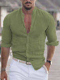 Fongt New Men's Summer Shirt Beach Shirts Long Sleeves Solid Hawaiian Holiday