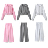 New Hooded Short Sweater 8417304 Loose Flannelette Jogging Trousers 8417303 Suit-Outfit