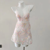 Fongt Retro Relief D'en Yarn Lace Slings Short Skirts Maids With Thin Green Fresh Pyjamas