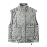 Fongt Women's Clothing Explosion Casual Lingge Gray Collar Sleeveless Cotton Vest Vest