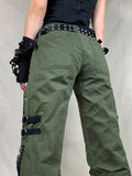 Metal Decor Zipper Cargo Jeans-Outfit
