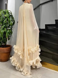 Fongt Luxury Dress Women 2025 Summer New Fashion Temperament With Wooden Ear Splicing High-End Long