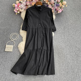 Make-Up Medium-Sleeved Dress-Outfit