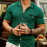 Fongt Men's New Summer Men's Knits Business Casual Pocket Polo Shirts