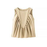 Fongt Women's Dress 2025 Summer Collar Sleeveless Wrinkle Shirt Shirt Top Women C92423F