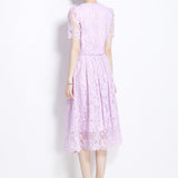 Fongt Famous Style Suit Female Lace Hook Bubble Sleeve Shirt Two Sets Of High-Rise Thin Half-Dress Skirt