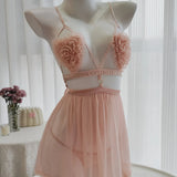 Fongt Pajamas Flower Three-Dimensional Pajamas Pentant Lovely Lovely Sexy Net纱 Ajamas Pajamas