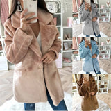 Hot Style 2023 Autumn And Winter Woolen Coat Female Medium Long Solid Color Loose Plush Coat Imitation Fur Coat-Outfit
