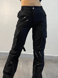 Zipper Strap Detail Cargo Pants-Outfit