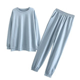 2020 Autumn Women's sets cotton suit oversized 2 pieces o neck female casual hoodies sweatshirt pants suits