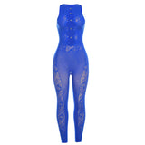 Sexy Jacquard Hollow Sleeveless Solid Color High