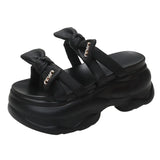 Fongt Fairy Wind Thick Bottom Muffin Increased Small Cool Slippers Female With Skirt Summer Wear 2024 New-Outfit