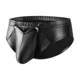 Fongt Men's Close-Fitting Matte Leather Triefs Sexy Open File Lekhoers Size Accurate No Smell-Outfit