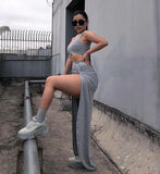 2021 Summer Vacation 2 Piece Sets Women Sleeveless Cotton Soft Tank Tops Birthday Party Dress Club Skirt Suit Two