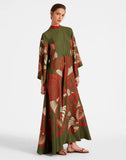 Fongt Women's New Summer Printing Seven-Sleeve Collar Dress