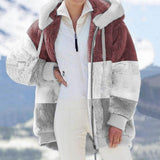 Fongt 2025 Autumn And Winter Warm Plush Bulbla Chain Pocket Hooded Loose Coat Woman