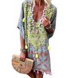 Bohemian Sexy V-neck Printed Tassel
