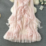 Pink Ruffles Sheer Rode Jacket-Outfit