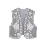 Fongt 2025 New Women's Clothing Embroidered Tard Vest